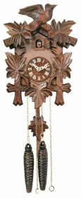 One Day Hand-Carved Cuckoo Clock with Five Maple Leaves & One Bird W/ Night Shut off One Day Hand-Carved Cuckoo Clock with Five Maple Leaves & One Bird W/ Night Shut off